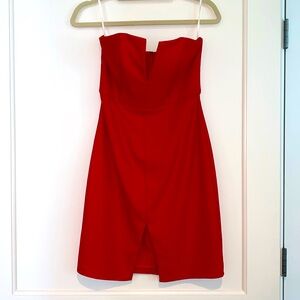 NBD x Revolve Women's Red Cut Down Strapless Mini Dress Lined